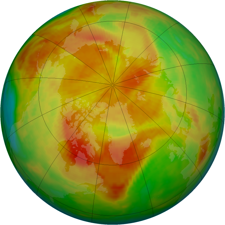 Arctic ozone map for 17 April 1992